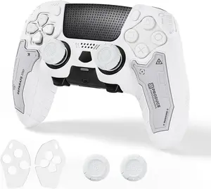 Tactical PS5 Edge Controller Skin Set, Anti-Slip Silicone Protective Cover Skin Case Compatible with PS5 Edge Wireless Controller with 2 Thumb Grip Caps - Dawn White