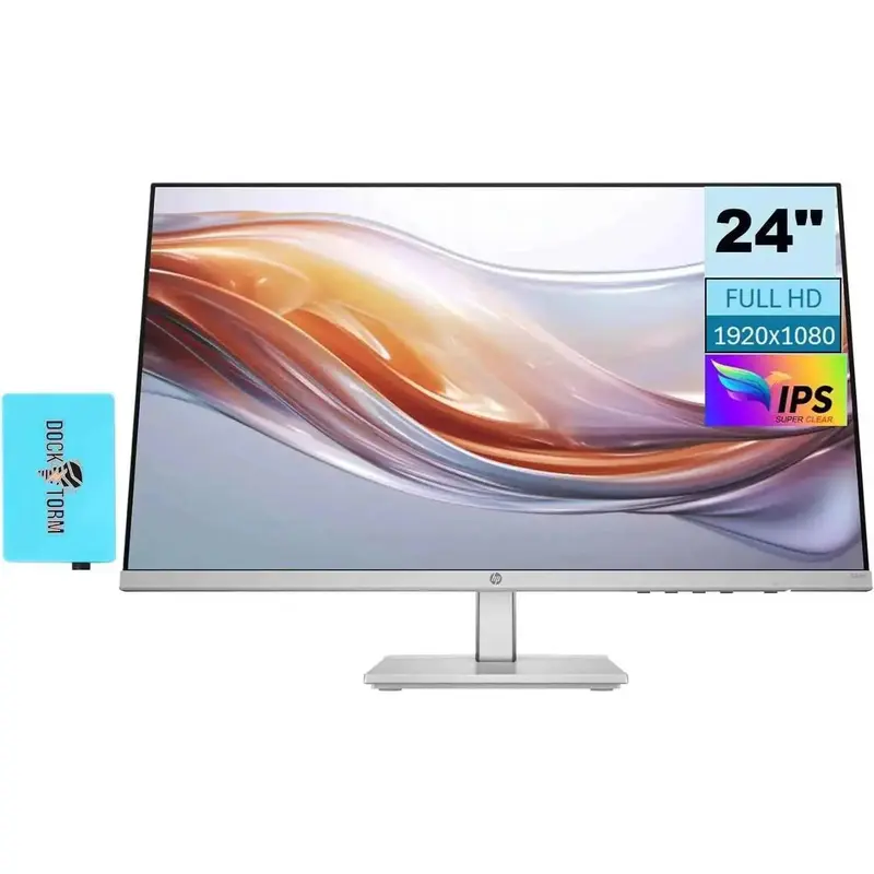 HP Series 5 524sh Monitor (Replaces M24h) 24" FHD IPS 300 Nits Display w/Docztorm USB Port Expander 1x HDMI 1x VGA Flicker-Free -5 to +25 Degrees Adjustable Tilt Black/Silver (2024 Latest Model)