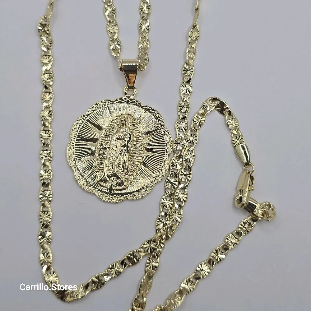 Virgin Mary Necklace 24-Inch Round Design with Unique Detailing and regular Chain fashion jewelry Virgin Mary Necklace 24-Inch Round Design with Unique Detailing and regular Chain fashion jewelry