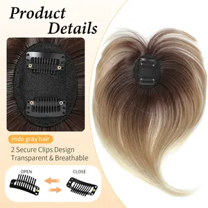 Women's 6-Inch Fashionable Straight Synthetic Hair Clip - Extension Piece for Top of Head, Sparse Hair Solution