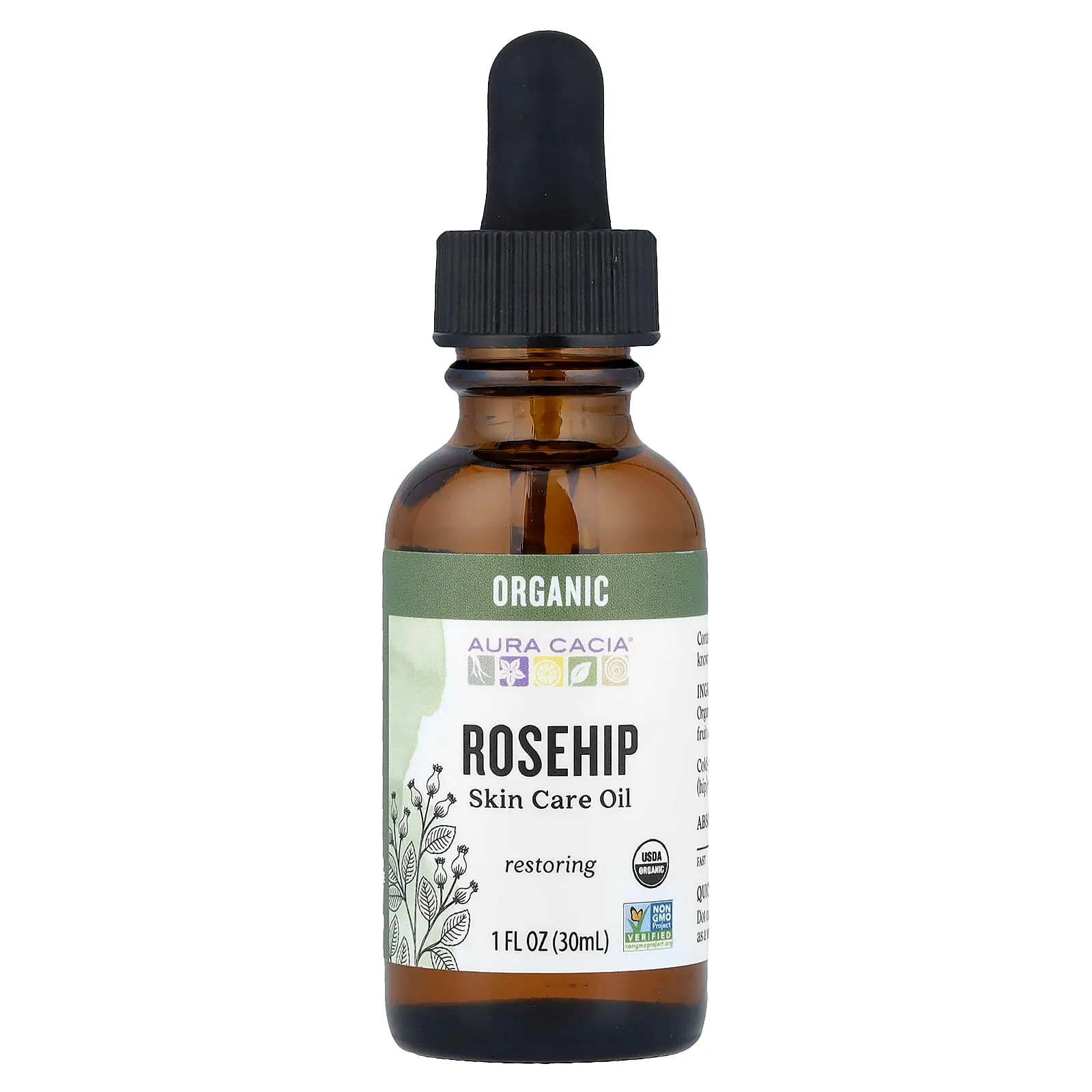 Aura Cacia Skin Care Oil, Organic Rosehip, 1 fl oz (30 ml)
