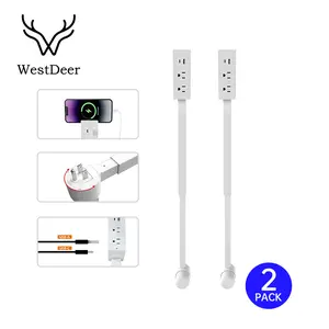 Westdeer EASY 2 pack Outlet Electrical Outlet Extender with USB-A USB-C & 2 AC Outlets Swivel Socket 22-34 Extension for Couches Nightstands Desks,Office,Portable ,easy to use