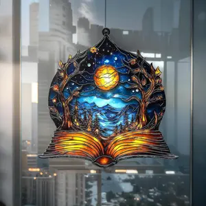 Fantasy Night Court Acrylic Suncatcher, Faux Stained Glass Window Hanging, ACOTAR Home Decor and Book Lover Gift, Classic
