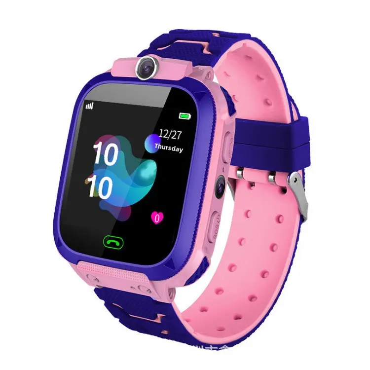 Kids' Square Smartwatch with Silicone Band, Life Waterproof Student Phone Watch with Camera, GPS Positioning & Micro Chat, USB/Magnetic Charging, 41-43mm, Data Cable, Touch/Button, 450 Ma, Android, Wearable, Screen, Wristwatch, Wireless, Silicone Strap, P