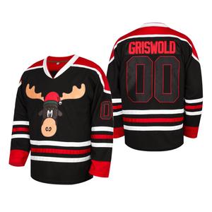 【FallFreshness】Men's Hockey jersey #00 with moose embroidery, for sports and outdoor wear, Griswold hockey movie jersey, gift for sports
