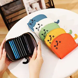 Women Cute Cat Coin Purse, Mini Zipper Credit Card Case, PU Leather Small Wallet, Key Holder, Change Pouch, All Seasons