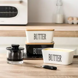 Rectangular ceramic butter box with lid, cheese box, container, suitable for farmhouse decor, kitchen collectibles easy access christmas deal safe tool easy-to-clean value pack tiktokshopblackfriday gift non-stick utensil pantry travel gadget accessory rv
