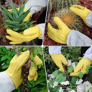 Thorn Proof Gardening Gloves for Women & Men, Extra-Long Cowhide Leather Gauntlet Gloves, Puncture Resistant Rose Pruning Gloves with Adjustable Strap, Elbow Length Protection