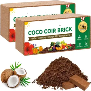 2 Pcs Coco Coir Brick for Plants- 100% Organic Coconut Coir for Garden Soil & Potting Mix, Low EC and pH Balance, Compressed Coconut Husk Fiber for Seed Starter Soil for Indoor Outdoor Plants
