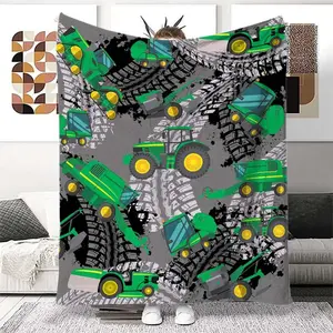 Farm Tractor Pattern Blanket, 1 Count Soft Warm Throw Blanket, Air-conditioned Room Blanket, Warm Nap Blanket for Home Office Travel