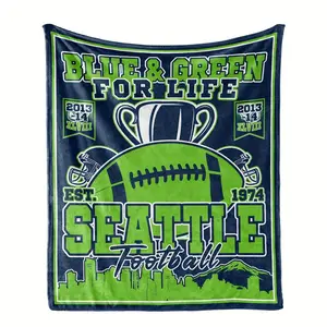 Seattle Football Team Evergreen Tree Emblem Blanket 1pc Blue Green Ultra Soft Vintage 1974 Design Machine Washable All Season Durable Indoor Outdoor Perfect Fan Gift for All Holidays