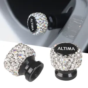 4pcs Nissan Altima Car Accessories, Diamond Tire Valve Caps, Shiny Lustrous Universal Metal Valve Covers, Stylish Car Accessories, Car Parts