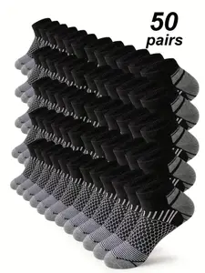 Men's Sporty Ankle Socks, Breathable Colorblock Design, Anti-Odor Quick-Dry Running Socks, Lightweight & Comfortable, All-Season Wear