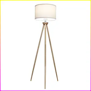 Tall Corner Floor Lamp, Energy Efficient LED Standing Light for Living Room, Bedroom & Office Space Illumination Lirios Three Legged Wooden Strip Floor Lamp - Natural 120V