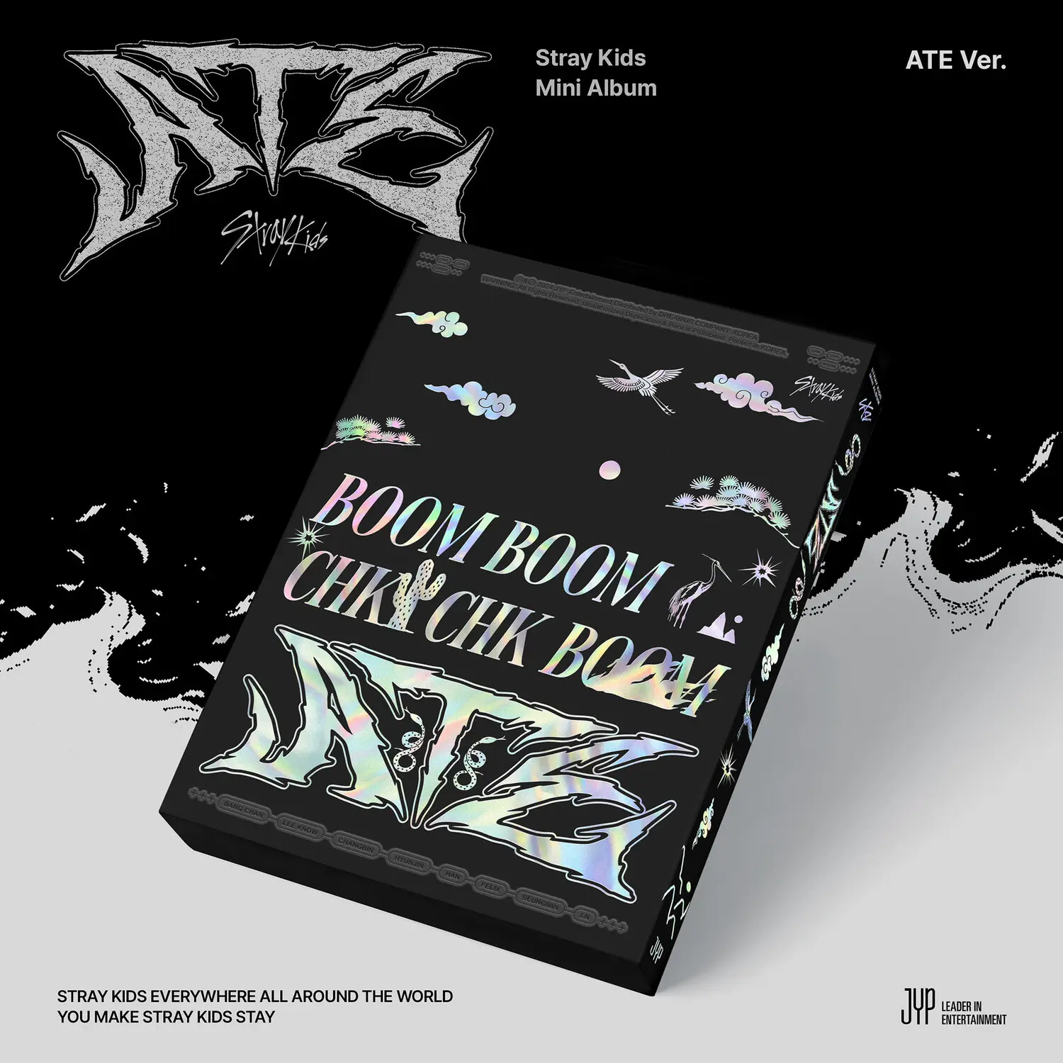 Stray Kids - ATE [ATE Ver.] Compact Disc (CD) with Postcard, Photocard, Photo Book, and Stickers, Sticker Pack, Photo Card, Chk Chk Boom, Includes Monochrome Photo Receipt
