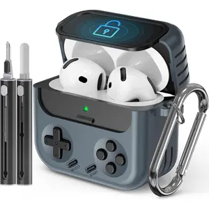 L-HPS010  for Airpods 4 Case with Lock,Compatible with Airpods 4 with Active Noise Cancellation Cases,Classic Cool Funny Game Console Air pods4 Case Cover for Men Boy with Cleaner Kit(Black)