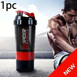 Portable Protein Shaker Cup 17oz 500ML, Durable PP Material, Separated Compartment, Ideal for Gym Fitness Exercise Powder Shaker Bottles