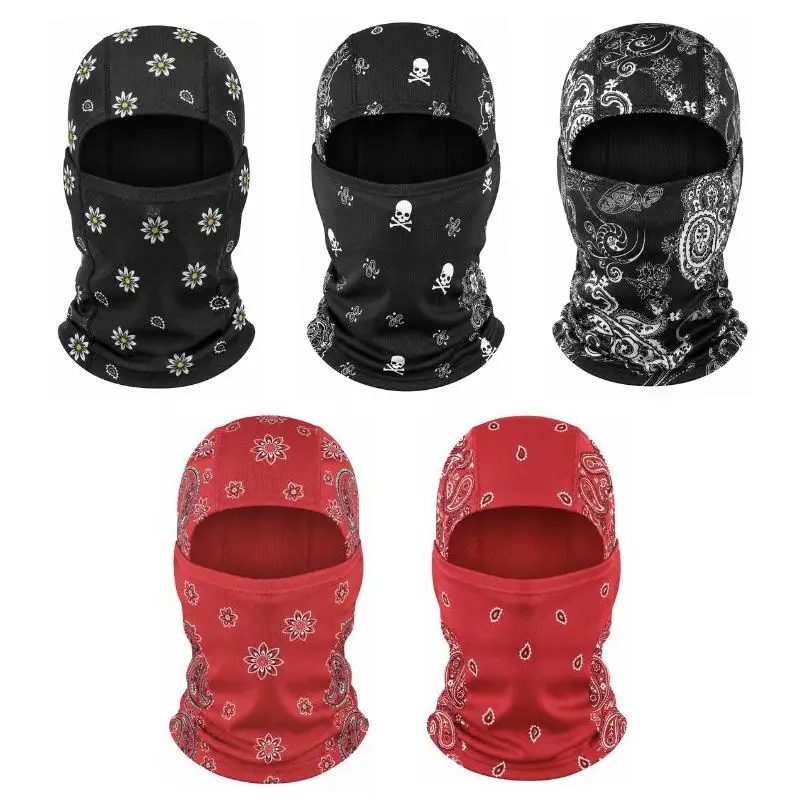 Yeomoo 5 Pcs Paisley Balaclava Face Mask UV Protection Neck Gaiter, Unisex Shiesty for Motorcycle, Fishing, Hiking, Breathable Ski Mask for Outdoor summerwins