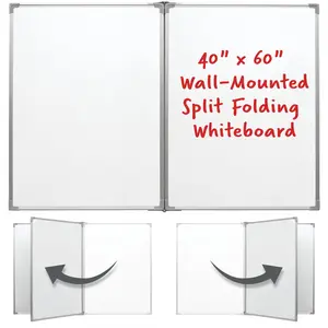 Wall Mounted Split Folding 40" x 60" Whiteboard - Ideal for Collaborative Work Spaces