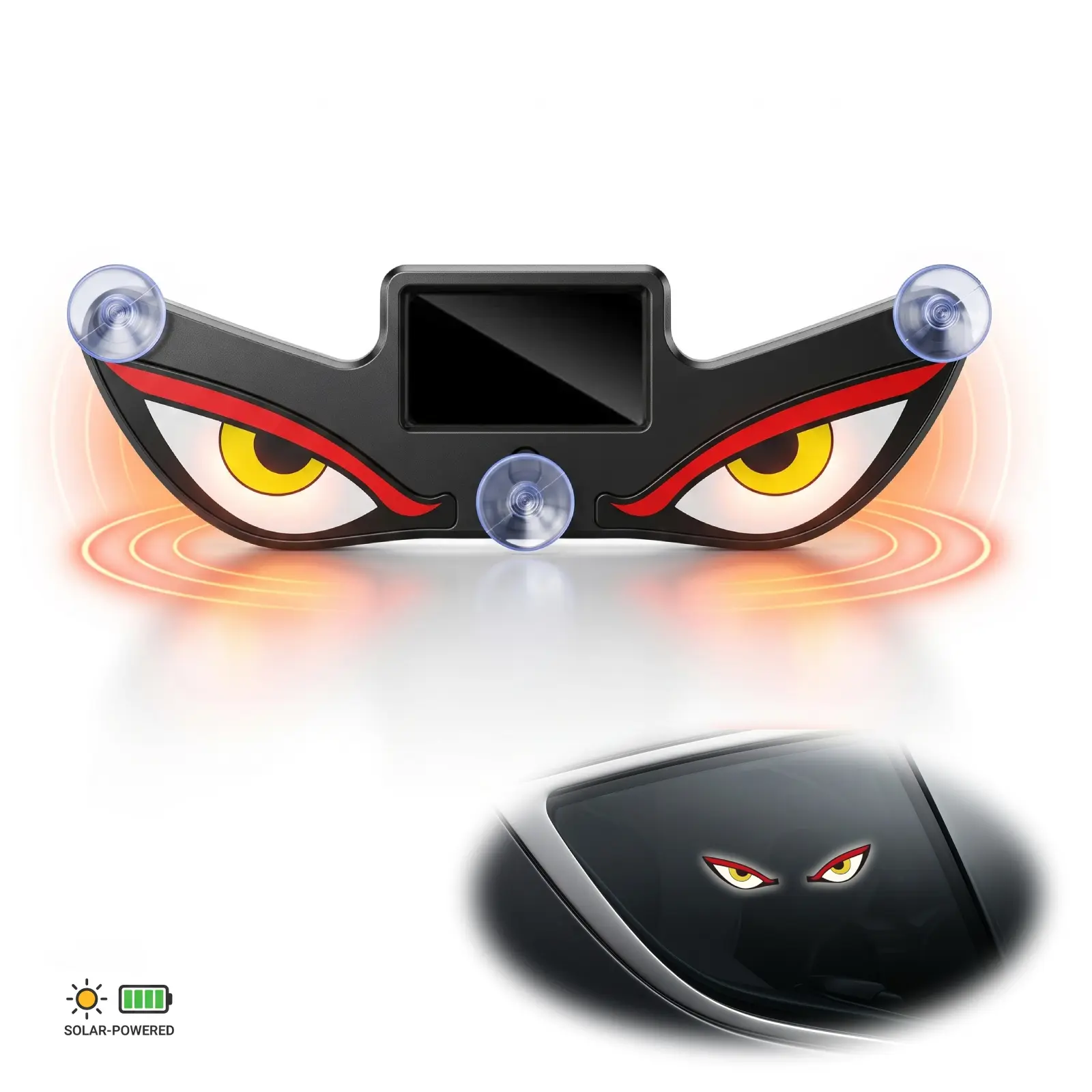 Compact Wireless Devil Eyes Solar-Powered Dynamic Rear Window LED Emoji Panel - Universal Car Accessories, Easy Setup, No Complex Installation, Personality-Adding, Interactive Vehicle Decoration, Aesthetic Car Accessory, Fun Auto Add-On