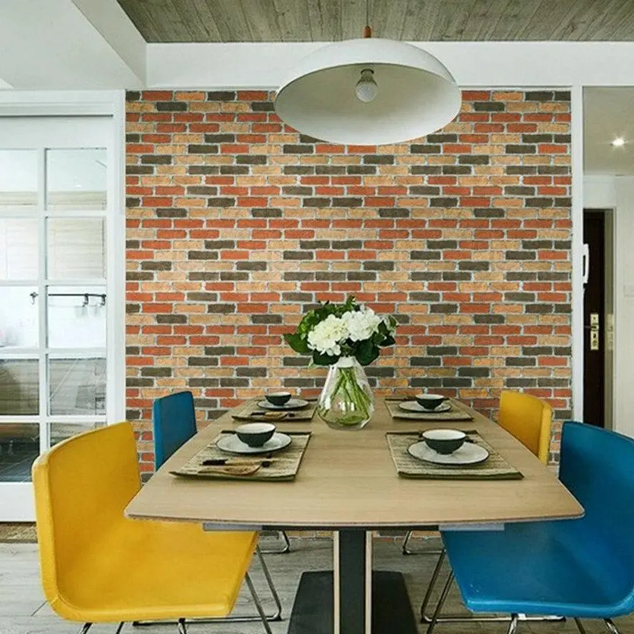 3D Faux Brick Stone Peel and Stick Wallpaper Self-Adhesive Vinyl Wall Covering for Home Decor