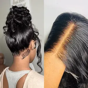 Bling Hair 360 Full Lace Front Wigs Human Hair Pre Plucked Long Silky Straight HD Transparent Swiss Lace Frontal Wig for Black Women Natural Color 180% Density (26inch)