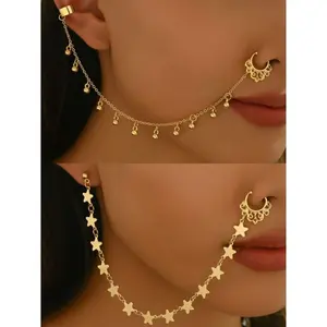 2pcs complexly designed women's nose chains, suitable for daily wear, holiday jewelry, and elegant accessories