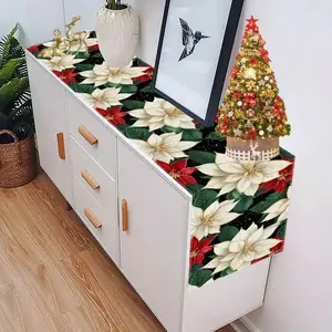 Christmas Table Runner Set, 5-7 Piece Washable Winter Dining Mats, Seasonal Holiday Party Decorations, Festive Design