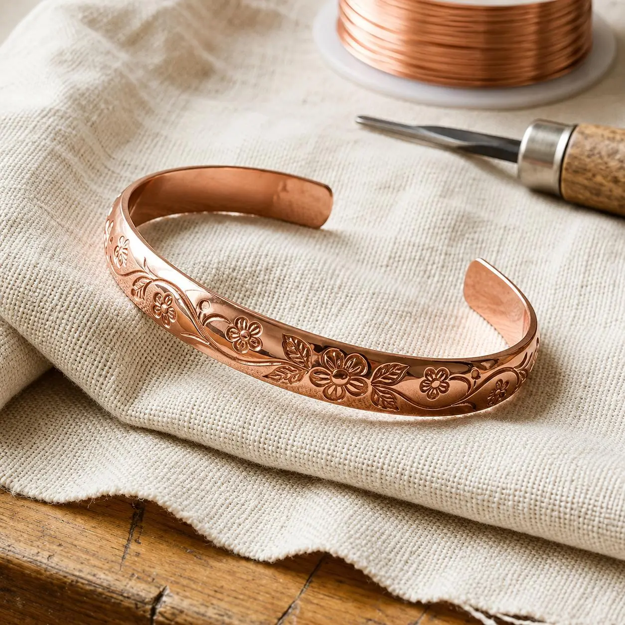 Copper Bracelet for Men & Women, Solid Pure Copper Cuff Bangle