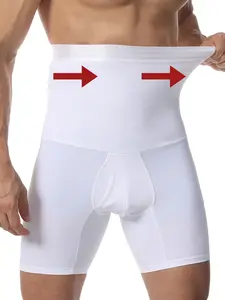 Men's Silicone Shapewear Pants, Tummy Control Shorts High Waist Compression Leggings, Slimming & Firming Workout Gear, Comfortable Fit for Daily Use,fashion,Body Shaper Leg Boxer Briefs, Waist Trainer, Casual, Nylon