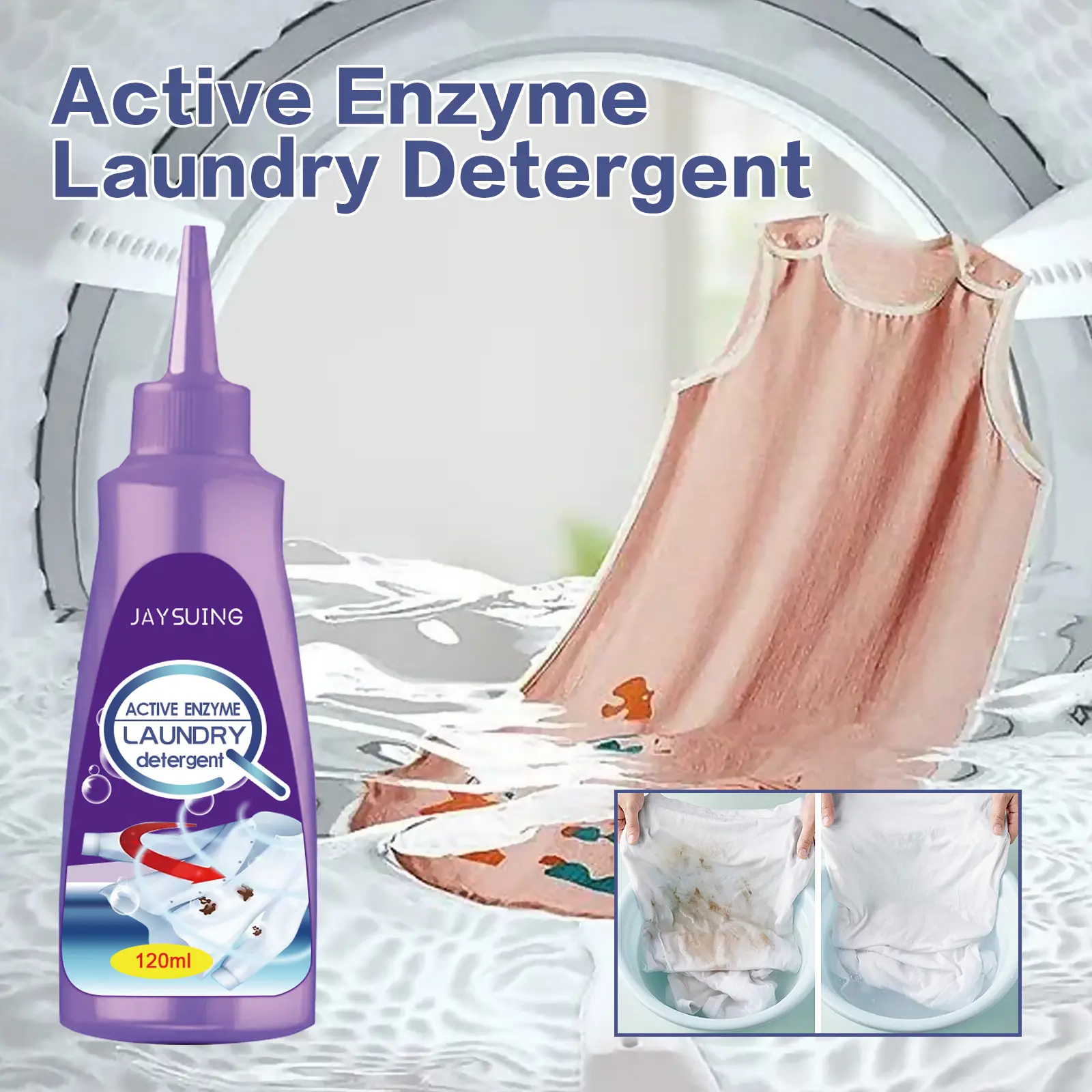 Jaysuing Active Enzyme Laundry Cleaner with Deionized Water & Baking Soda, Multi-Purpose Home Care Supply for Clothing & Blood Stains