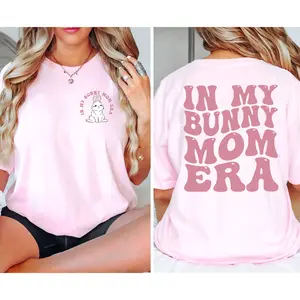 In My Bunny Mom Era T-Shirt, Cute Aesthetic Pastel Shirt,Pet Lover Gifts,Trending Animal Graphic Tee,Top Womenswear Casual