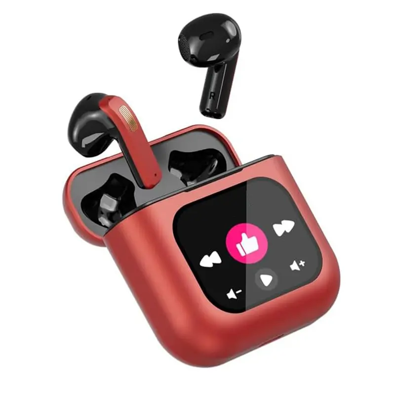 Wireless Touchscreen Earbuds with Smart Touch Screen Case - True Wireless Bluetooth ANC Active Noise Cancelling Earbuds - Blue Tooth Earphones for iPhone Android In Ear Headphones