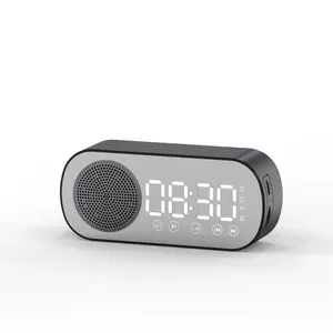 Smart AI Bluetooth Speaker Mirror Clock Alarm Clock Mini Card-Insert Radio Audio Creative Gift