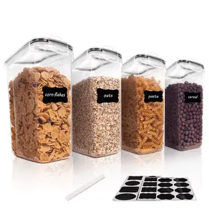 Sindcom 4-Pack Airtight Cereal Storage Containers | BPA-Free Pantry Organizers with Pour Spouts, Labels & Lids