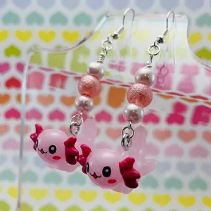 Bubblegum Pink Axolotl Earrings