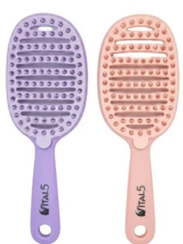 Curl Defining Brush for Curly Hair, Vented Detangling Hair Brush for Wet and Dry Styling, Curved Brush for Shaping and Smoothing Curl Clumps, Lightweight Hair Brush （Beige）
