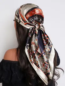 Silk Square Scarf for Women, 35.4 Inch Neck Scarf and Hair Band, Versatile Handkerchief and Sleep Scarf for Everyday Style