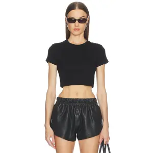 RE/DONE Cropped 60s Slim Tee in Black