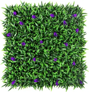 12 count 20" X 20" Artificial Lavender  Topiary Hedge  Grass Backdrop Wall Greenery Panels for Indoor Outdoor  Fence Home Decor(Seedling Grass)