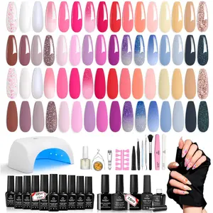 Beetles All-In-One Gel Nail Polish Kit, 32 Colors All Season Colors Gel Nail Polish Kit with UV Light, 3Pcs Base & Top Coats, Cuticle Oil, Nail Decoration & Accessories, Perfect Gift for DIY Nail Lovers