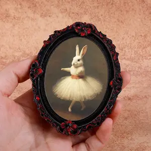 Ballet Rabbit Refrigerator Magnet, Oval Frame Magnet, Creative Mini Decorative Magnet, Home & Festival Decoration, Great Holiday Gift