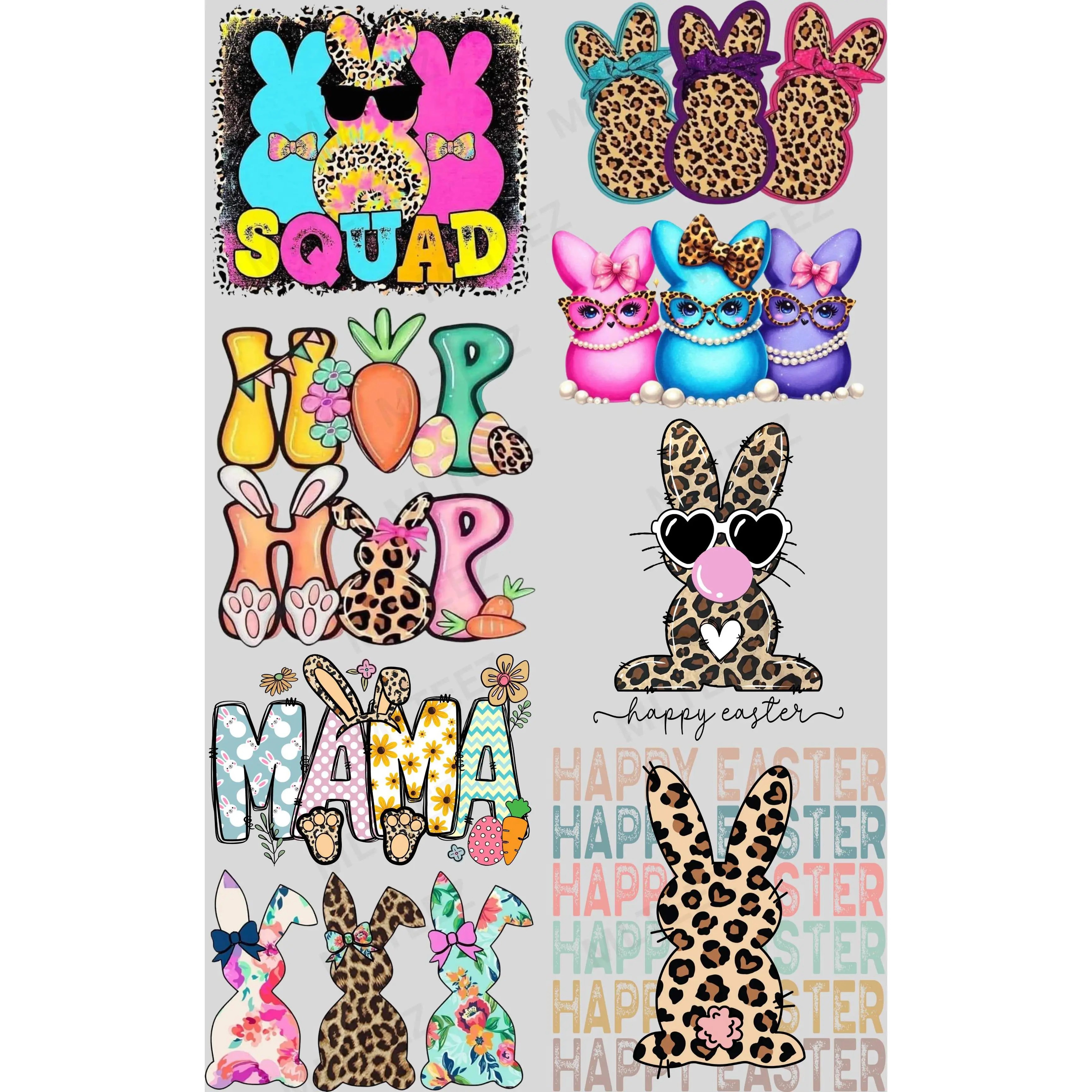 LEOPARD EASTER PREMADE GANGSHEET  - 22X36 DTF TRANSFERS - DIRECT TO FILM