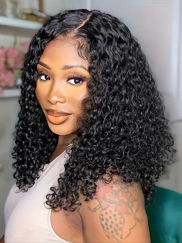 Deep Wave Bob Wigs Natural Color 220% Density 13x4 Lace Front Human Hair Wigs Brazilian Lace Closure Frontal Short Bob Wig Short Curly Brazilian Hair Wig Real Human Hair Deep Wavy Wigs