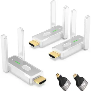 HDMI Transmitter and 2 Receivers, 500 FT/150M, 2.4G+5G Plug & Play, 1080P  Audio and Video Transmission, Suitable for Laptops, Desktops, TV Boxes, Projectors to Monitors