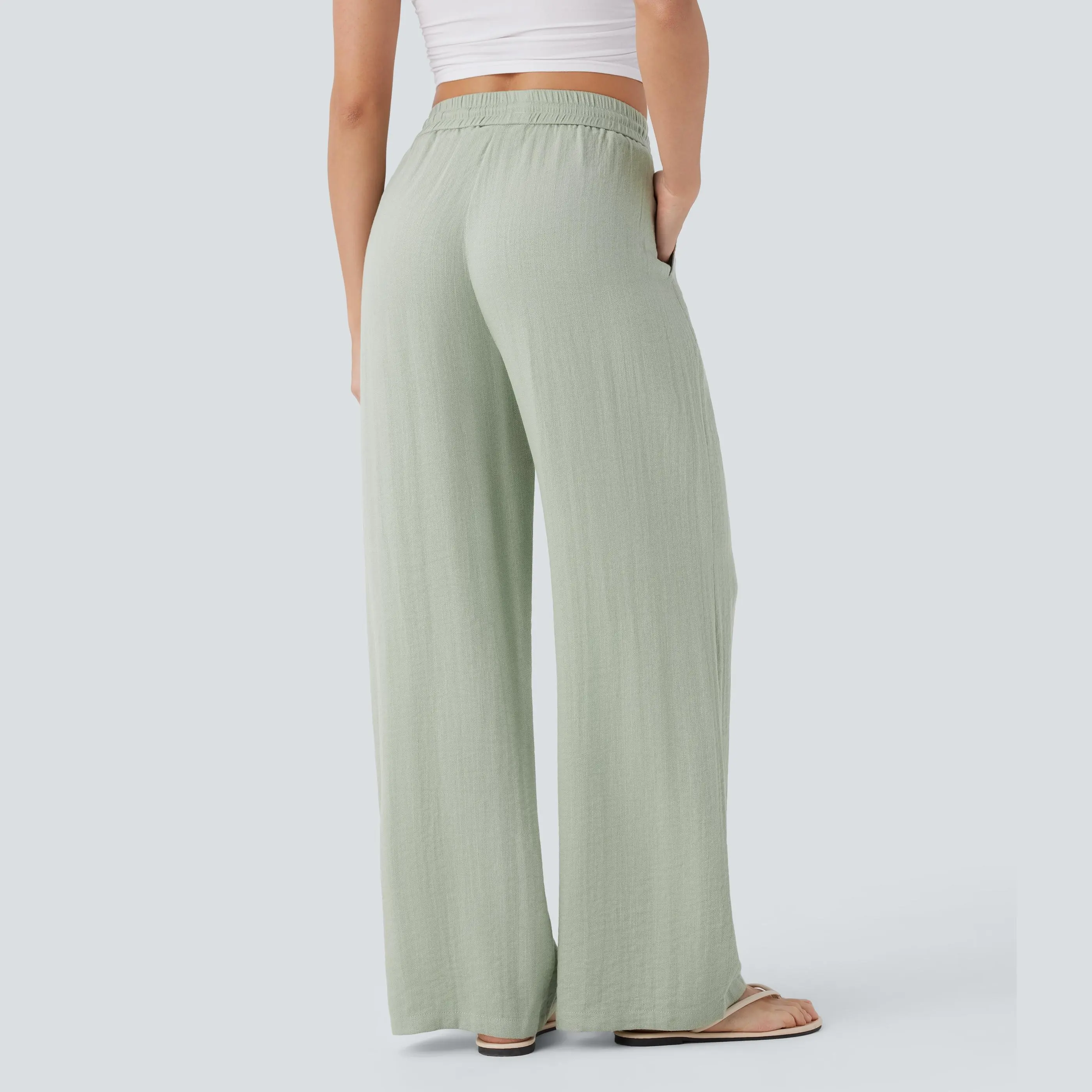 【Creator's Pick】Halara High Waisted Drawstring Pocket Wide Leg Casual Linen-Feel Pants #summervibes 【Creator's Pick】Halara High Waisted Drawstring Pocket Wide Leg Casual Linen-Feel Pants #summervibes