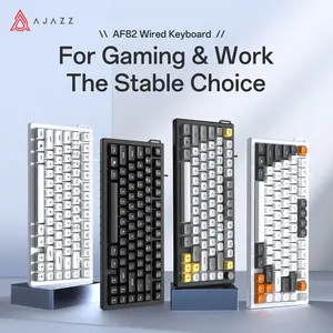 AJAZZ AF82 wired film keyboard multifunctional volume adjustment knob 75% layout saves desktop space 82 keys ergonomic design computer office keyboard mute structure office artifact supports multiple systems suitable for esports games and office work