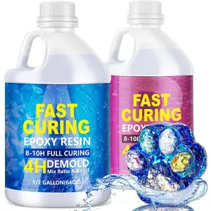 Fast Cure Epoxy : 4 Hours Demold 128OZ Bubble-Free & Anti-Yellowing  Clear Art  Kit for  Casting/Table Top/ Making,Self-Leveling Resina for Beginners and Artis