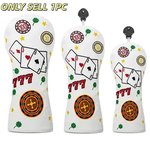 777 Digital Poker Element Golf Club Head Cover, Exquisite Embroidery Technology, Suitable for Outdoor Enthusiasts, Protective Golf Club Cover, Golf Accessory