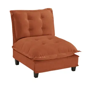 73  Armless Sofa Chenille- Orange